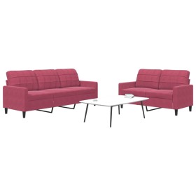 Set of sofas with 2 pieces of red velvet cushions by , Sofas - Ref: Foro24-3278395, Price: 480,02 €, Discount: %