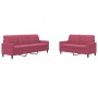 Set of sofas with 2 pieces of red velvet cushions by , Sofas - Ref: Foro24-3278395, Price: 479,99 €, Discount: %