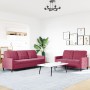 Set of sofas with 2 pieces of red velvet cushions by , Sofas - Ref: Foro24-3278395, Price: 479,99 €, Discount: %