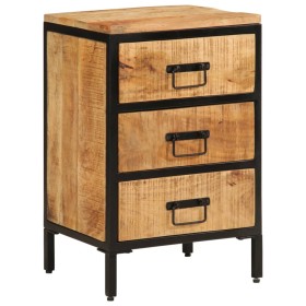 Solid mango wood rough bedside table with 3 drawers 40x35x53cm by , Nightstands - Ref: Foro24-358505, Price: 115,87 €, Discou...