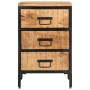 Mesita de noche 3 cajones madera maciza mango rugosa 40x35x53cm de , Mesitas de noche - Ref: Foro24-358505, Precio: 121,18 €,...