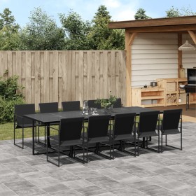 11-piece black textilene garden dining set by , Garden sets - Ref: Foro24-3295121, Price: 567,57 €, Discount: %