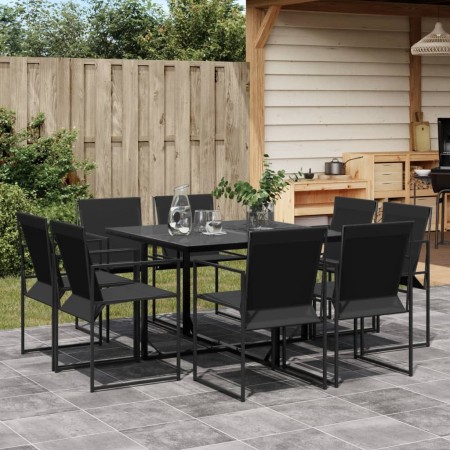 Gartenspeiseset, 9-teilig, in Schwarz mit Textilene-Gewebe. von , Gartensets - Ref: Foro24-3295123, Preis: 320,52 €, Rabatt: %