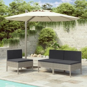 Garden chairs 3 units with gray synthetic rattan cushions by vidaXL, Garden chairs - Ref: Foro24-310192, Price: 205,82 €, Dis...