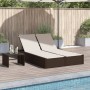 Doppel-Liegestuhl mit braunen Kunststoff-Rattan-Kissen. von , Liegen - Ref: Foro24-368629, Preis: 269,47 €, Rabatt: %