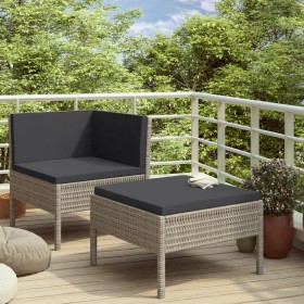 Set de muebles de jardín 2 pzas y cojines ratán sintético gris de vidaXL, Conjuntos de jardín - Ref: Foro24-310208, Precio: 9...