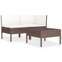 Set muebles de jardín 3 pzas y cojines ratán sintético marrón de vidaXL, Conjuntos de jardín - Ref: Foro24-310185, Precio: 15...