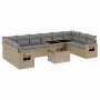 Gartensofa-Set 11-teilig mit beigen Polstern aus synthetischem Rattan von , Gartensets - Ref: Foro24-3268149, Preis: 817,84 €...