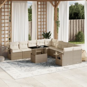 Gartensofa-Set 11-teilig mit beigen Polstern aus synthetischem Rattan von , Gartensets - Ref: Foro24-3268168, Preis: 896,92 €...