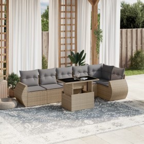 Set of 7-piece garden sofas and beige synthetic rattan cushions by , Garden sets - Ref: Foro24-3268549, Price: 549,76 €, Disc...