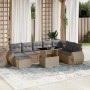 Gartensofa-Set, 9-teilig, mit Kissen, aus synthetischem Rattan in Beige. von , Gartensets - Ref: Foro24-3268729, Preis: 672,7...