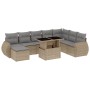 Gartensofa-Set, 9-teilig, mit Kissen, aus synthetischem Rattan in Beige. von , Gartensets - Ref: Foro24-3268729, Preis: 672,7...