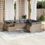 Gartensofa-Set mit 10-teiligen beigen Kissen aus synthetischem Rattan. von , Gartensets - Ref: Foro24-3268769, Preis: 720,98 ...