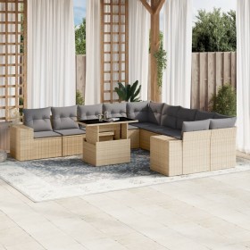 Gartensofa-Set 11-teilig mit beigen Polstern aus synthetischem Rattan von , Gartensets - Ref: Foro24-3269429, Preis: 843,37 €...