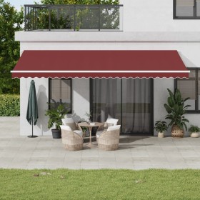 Toldo retráctil manual con luces LED burdeos 600x300 cm de , Toldos - Ref: Foro24-3214980, Precio: 509,99 €, Descuento: %