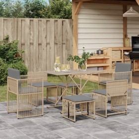 Garten-Essgruppe 7-teilig mit Kissen aus synthetischem Rattan in Beige. von , Gartensets - Ref: Foro24-369012, Preis: 341,51 ...