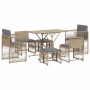 7-piece garden dining set with beige synthetic rattan cushions. by , Garden sets - Ref: Foro24-369012, Price: 341,51 €, Disco...