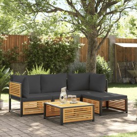 Garden sofa set with 5 pieces, solid acacia wood, and cushions. by , Garden sets - Ref: Foro24-3214879, Price: 596,99 €, Disc...