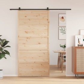 Puerta de granero madera maciza de pino 100x208 cm de , Puertas - Ref: Foro24-850629, Precio: 109,14 €, Descuento: %