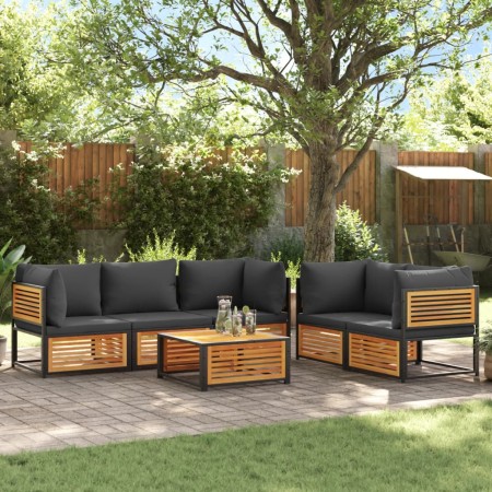 Garden sofa set with 6 pieces, solid acacia wood, and cushions. by , Garden sets - Ref: Foro24-3214891, Price: 791,46 €, Disc...