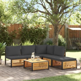 Garden sofa set with 6 pieces, solid acacia wood, and cushions. by , Garden sets - Ref: Foro24-3214900, Price: 702,86 €, Disc...