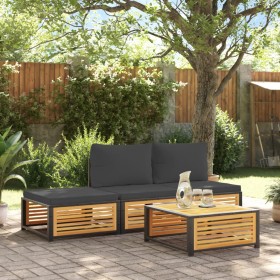 Set sofás de jardín con cojines 4 pzas madera maciza de acacia de , Conjuntos de jardín - Ref: Foro24-3214902, Precio: 423,74...