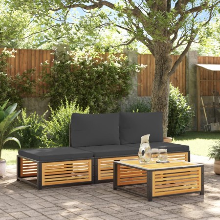 Set sofás de jardín con cojines 4 pzas madera maciza de acacia de , Conjuntos de jardín - Ref: Foro24-3214902, Precio: 431,68...