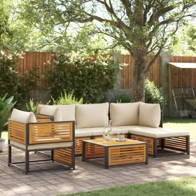 Garden sofa set with 6 pieces, solid acacia wood, and cushions. by , Garden sets - Ref: Foro24-3214909, Price: 735,75 €, Disc...