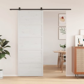 Puerta de granero madera maciza pino blanca 80x208 cm de , Puertas - Ref: Foro24-850636, Precio: 107,77 €, Descuento: %