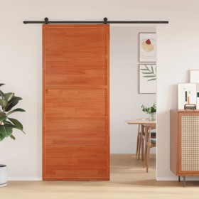 Solid pine wood barn door in honey brown color, 90x208 cm by , Doors - Ref: Foro24-850634, Price: 118,57 €, Discount: %