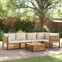 Garden sofa set with 6 pieces, solid acacia wood, and cushions. by , Garden sets - Ref: Foro24-3214914, Price: 759,41 €, Disc...