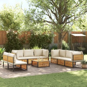 Garden sofa set with 9 pieces, solid acacia wood, and cushions. by , Garden sets - Ref: Foro24-3214921, Price: 1,00 €, Discou...