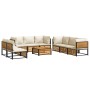 Garden sofa set with 9 pieces, solid acacia wood, and cushions. by , Garden sets - Ref: Foro24-3214921, Price: 1,00 €, Discou...