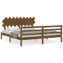 Estructura de cama con cabecero madera maciza marrón miel de vidaXL, Camas y somieres - Ref: Foro24-3195304, Precio: 176,99 €...