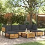 Garden sofa set with 7 pieces, solid acacia wood, and cushions. by , Garden sets - Ref: Foro24-3214898, Price: 816,08 €, Disc...