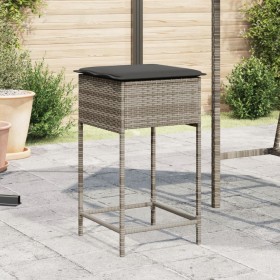 Kitchen stools with 2 gray synthetic rattan cushions by , Garden chairs - Ref: Foro24-368319, Price: 108,19 €, Discount: %