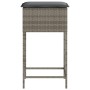 Kitchen stools with 2 gray synthetic rattan cushions by , Garden chairs - Ref: Foro24-368319, Price: 108,10 €, Discount: %