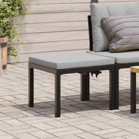 Garden stool with cushion, black powder-coated steel. by , Outdoor ottomans - Ref: Foro24-4008567, Price: 56,36 €, Discount: %