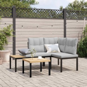 Garden benches and 2-piece cushions, steel with black powder coating. by , garden benches - Ref: Foro24-4008565, Price: 188,4...