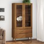 Solid pine wood display cabinet MOLDE in brown, 90x35x175 cm by , Bookcases and shelves - Ref: Foro24-4013413, Price: 294,56 ...