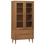 Solid pine wood display cabinet MOLDE in brown, 90x35x175 cm by , Bookcases and shelves - Ref: Foro24-4013413, Price: 294,56 ...