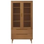 Solid pine wood display cabinet MOLDE in brown, 90x35x175 cm by , Bookcases and shelves - Ref: Foro24-4013413, Price: 294,56 ...