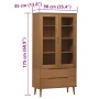 Solid pine wood display cabinet MOLDE in brown, 90x35x175 cm by , Bookcases and shelves - Ref: Foro24-4013413, Price: 294,56 ...