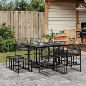 9-teiliges Gartensitzgruppen-Set aus schwarzem Kunststoff-Rattan von , Gartensets - Ref: Foro24-3295053, Preis: 473,99 €, Rab...