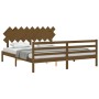 Estructura de cama con cabecero madera maciza marrón miel de vidaXL, Camas y somieres - Ref: Foro24-3195304, Precio: 176,99 €...