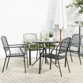 Stackable garden chairs, set of 5, made of steel with a gray powder coating. by , Garden sets - Ref: Foro24-3283769, Price: 3...