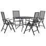 Set aus 5 Gartenstühlen mit verstellbarer Rückenlehne, aus anthrazitfarbenem Stahl. von , Gartensets - Ref: Foro24-3283762, P...