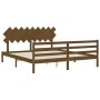 Estructura de cama con cabecero madera maciza marrón miel de vidaXL, Camas y somieres - Ref: Foro24-3195304, Precio: 176,99 €...