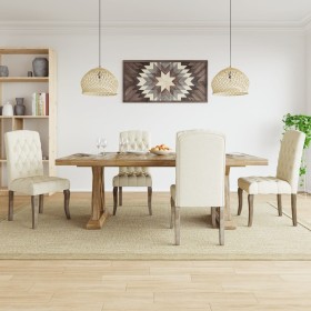 Sillas de comedor 4 unidades tela con apariencia de lino beige de , Sillas de comedor - Ref: Foro24-3309175, Precio: 480,99 €...