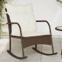 Garden rocking chair with brown synthetic rattan cushions by , Garden chairs - Ref: Foro24-369019, Price: 105,38 €, Discount: %